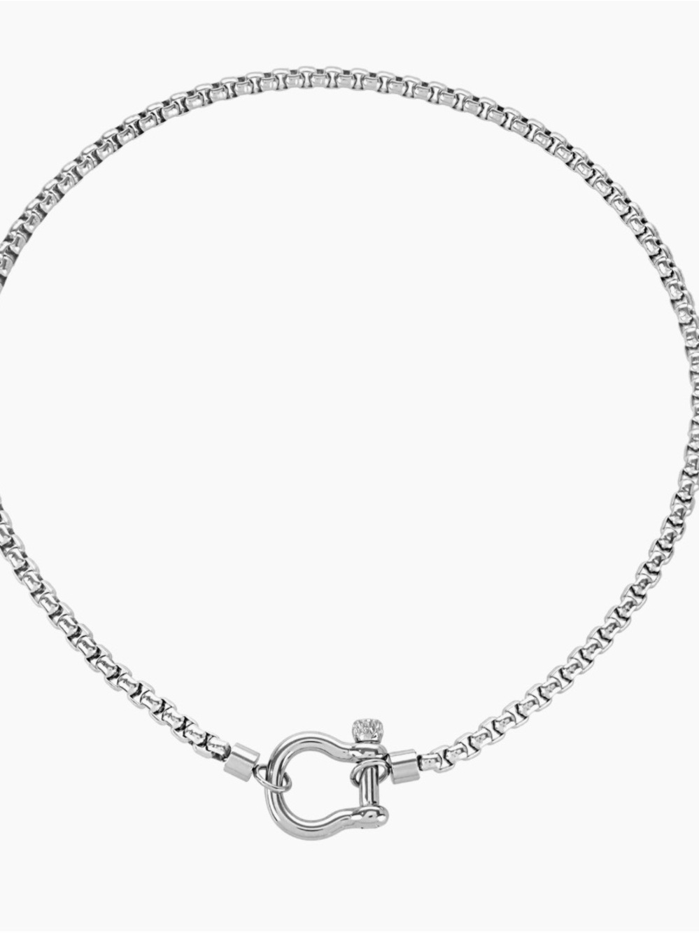 Polished Silver Chain Necklace with Sculpted Toggle Clasp